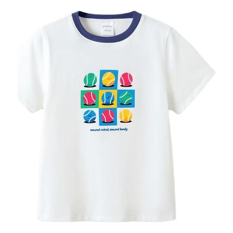 (GS) ASICS Lifestyle Graphic T-shirt 'White Multi' 332241173036-10