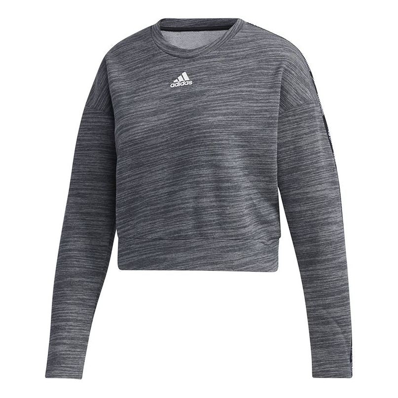 (WMNS) adidas Short Round Neck Pullover Sports Gray GE1131