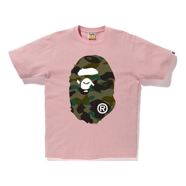 A Bathing Ape Camouflage Ape Head T-Shirt 'Pink' 1D75-110-011