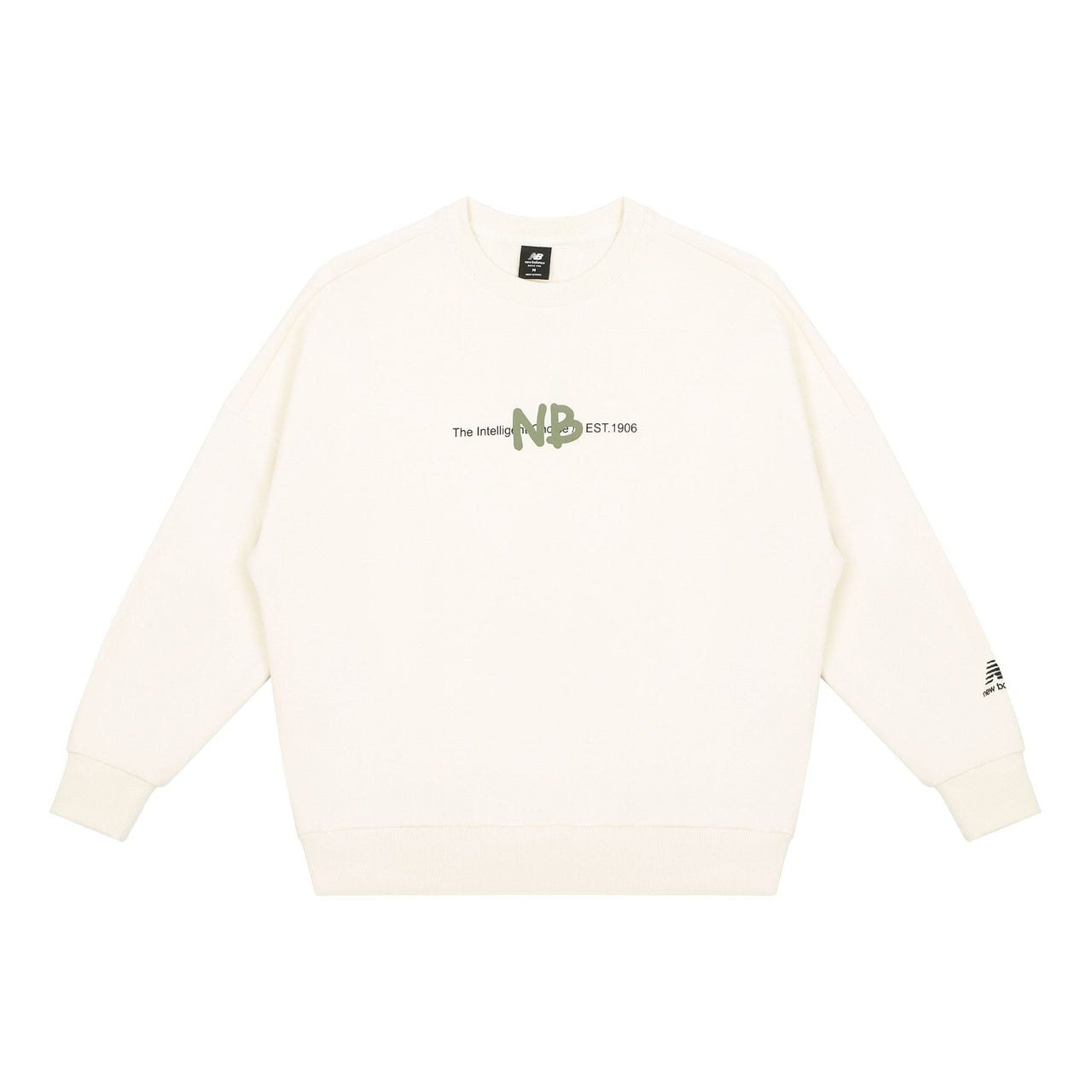 New Balance Logo Print Sweatshirt 'White Green' AMT13365-IV