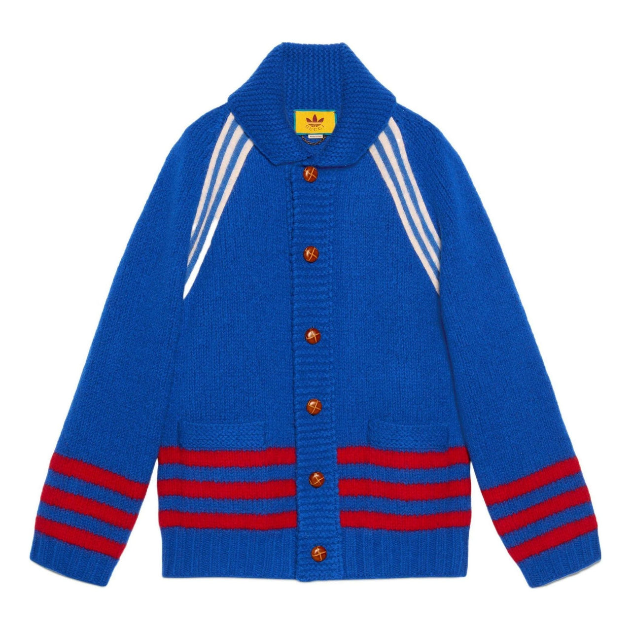 Gucci x adidas Intarsia Wool Cardigan 'Blue' 713184-XKCPK-4383