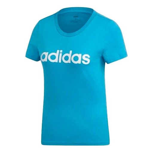 (WMNS) adidas Alphabet logo Printing Short Sleeve Blue DU0630
