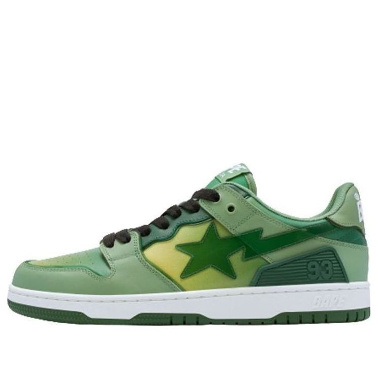 A BATHING APE SK8 Sta Leather Low 'White Green' 1I70-191-021-GREN