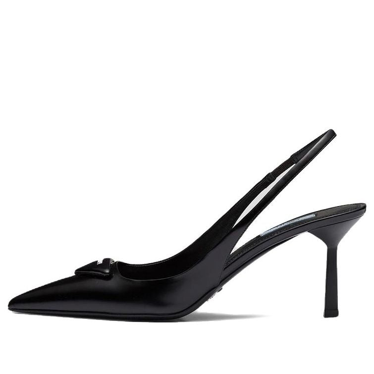 (WMNS) PRADA Patched Logo Brushed Leather Slingback Heels 'Black' 1I901M_055_F0002_F_075