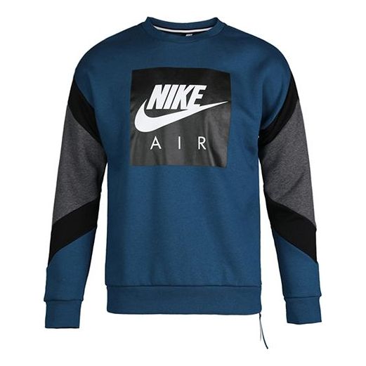 Nike Men's Air Crew Flc Round CollarPullover Hoody Blue 928636-474