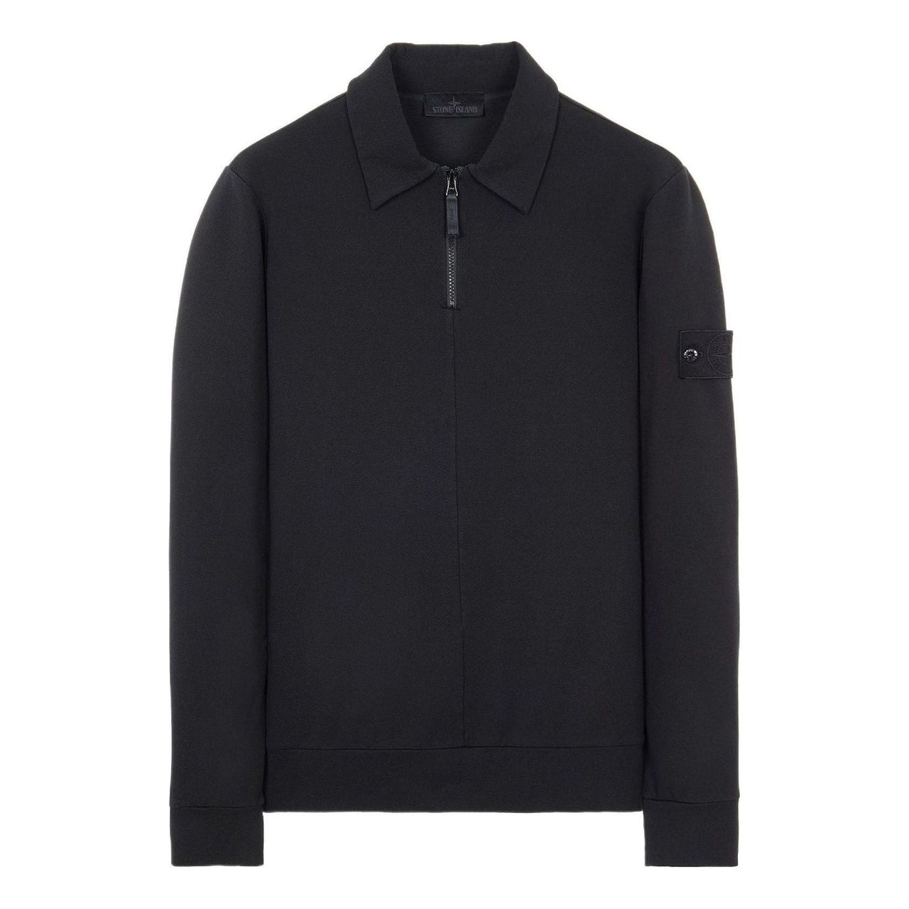 STONE ISLAND Ghost Half Zip Collared Sweat 'Black' 7615629F3-V0029