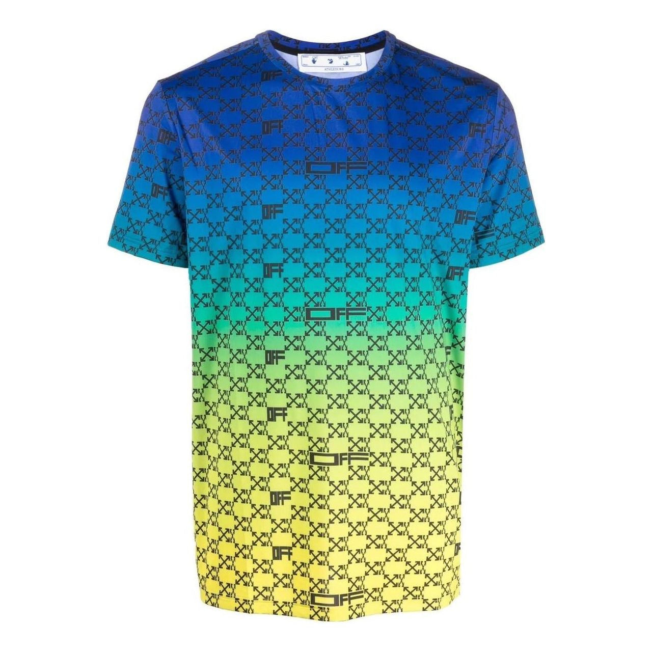 Off-White SS22 Alphabet Geometry Pattern Full Print Gradient Short Sleeve Blue OMVA034S22FAB0018410