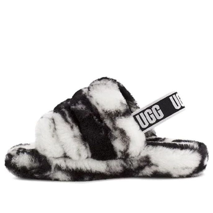 (PS) UGG Fluff Yeah Slide 'Black White Marble' 1123636K-BLK