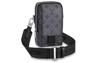 LOUIS VUITTON Coated Canvas Cow Leather Patchwork Trim Cell Phone Pouch Shoulder Bag Crossbody Bag Regular Men's Gray