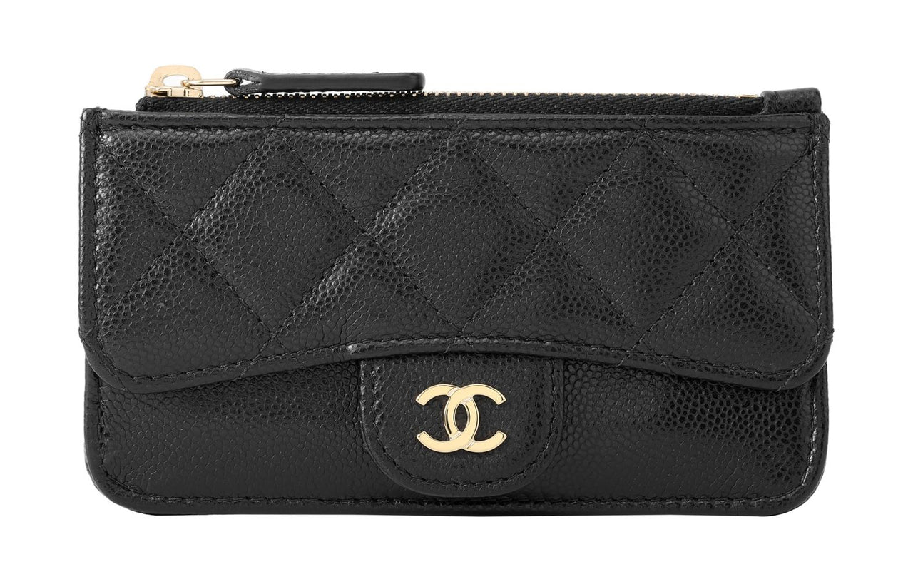 CHANEL Calfskin Card Holder Regular Women's Black