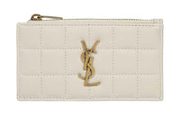 SAINT LAURENT CASSANDRE Lambskin Wallet, Card Holder Regular Women's Beige