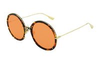 DIOR Plate Frame Metal Round Sunglasses Women's Tortoiseshell