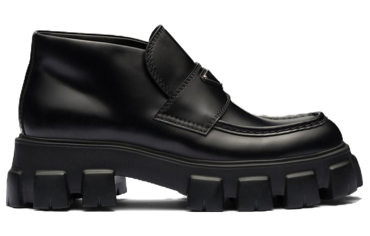 PRADA Monolith Leather Flatform Loafers