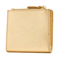 PRADA Saffiano Leather Wallet Small Size Women's Gold