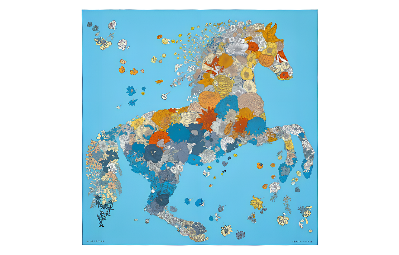 HERMES Silk Silk Scarf Women's Blue