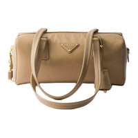 PRADA Recycled Nylon Handbag, Shoulder Bag Medium Size Women's Camel Brown