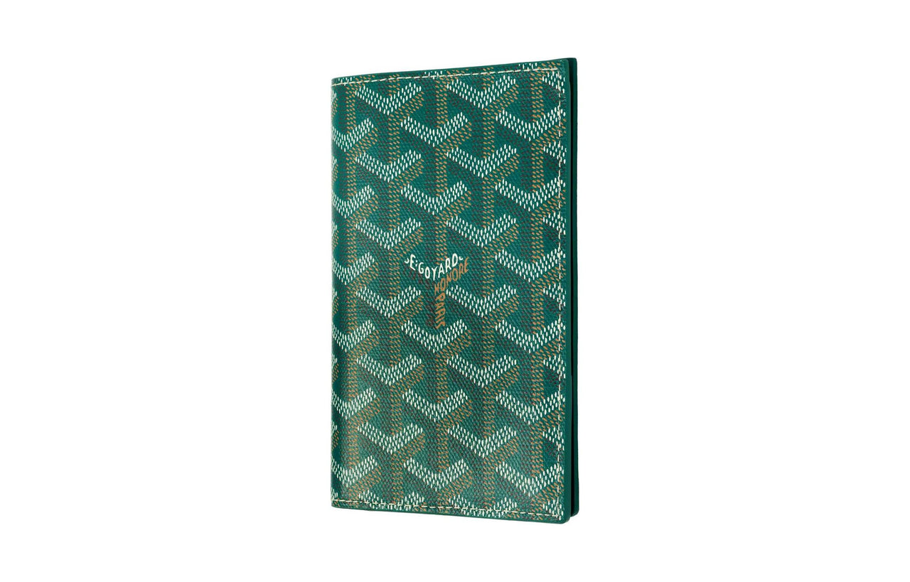GOYARD Grenelle Cow Leather Card Holder Passport Holder Unisex Green