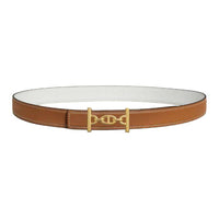 HERMES Leather Leather Belts Unisex Gold/White Width: 2.4cm