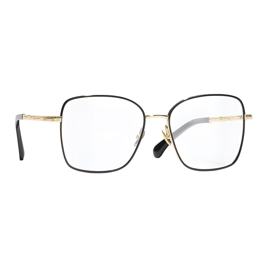 CHANEL Metal Square Eyeglass Frames Unisex Black