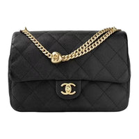 CHANEL Shiny Lambskin Crossbody Bag Shoulder Bag Women's Black