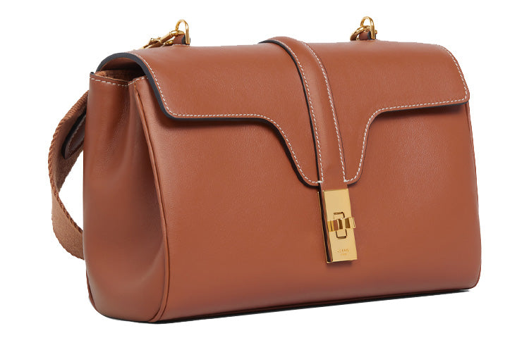 CELINE 16 Smooth Cow Leather Shoulder Bag Crossbody Bag Women's Tawny