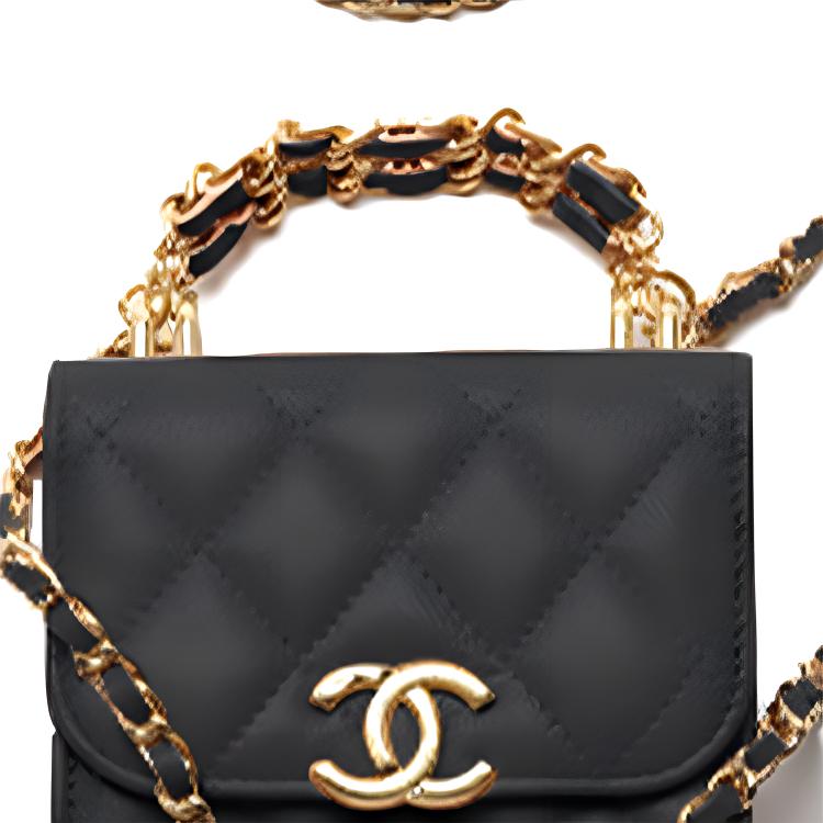 CHANEL 22K Autumn And Winter Litchi Cow Leather Handbag Women's Black