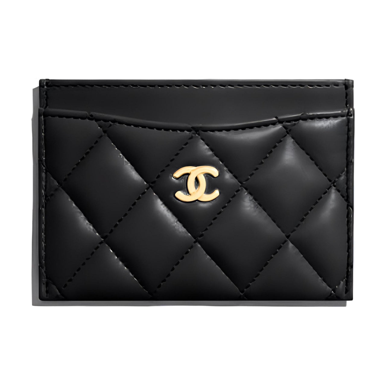 CHANEL Lambskin Card Holder Women's Black
