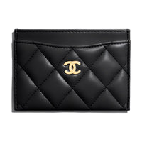 CHANEL Lambskin Card Holder Women's Black