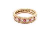 DIOR 18K Gold Diamond Ruby Rings Unisex Multicolor