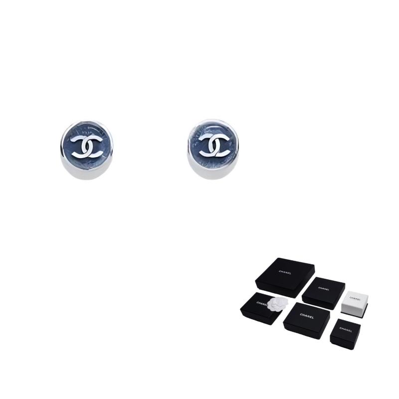 CHANEL - Stud Earrings Women's Denim Blue