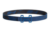 HERMES Belt Men's Blue Width: 3.2cm