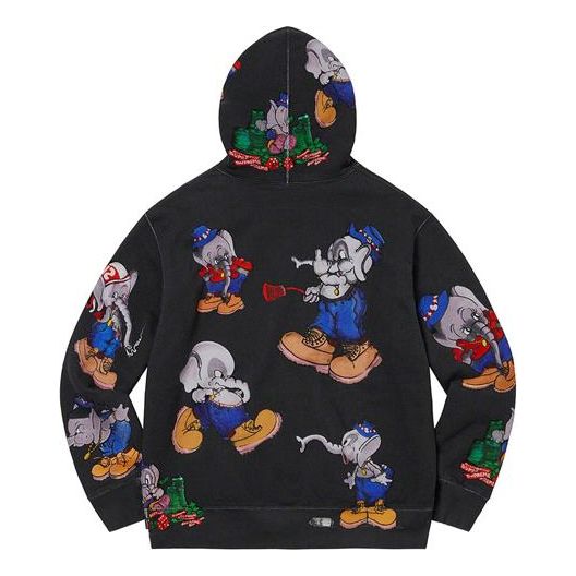 Supreme Elephant Hooded Sweatshirt 'Black White Blue' SUP-FW22-005