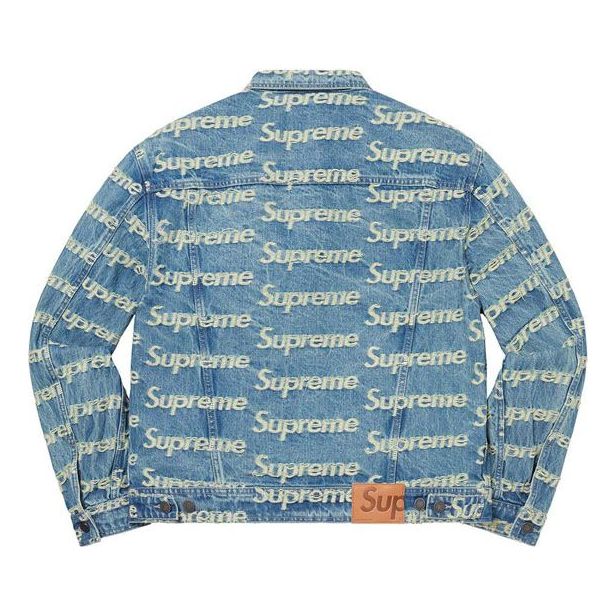 Supreme Frayed Logos Denim Trucker Jacket 'Teal White' SUP-SS21-667
