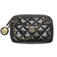 CHANEL Leather Shoulder Bag Crossbody Bag Women's Black