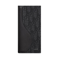 DIOR Cotton With Cow Leather Patchwork Wallet Unisex Black