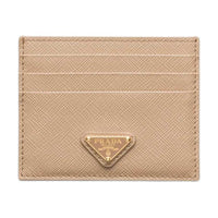 PRADA Saffiano Leather Card Holder Women's Sandy Beige