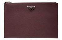 PRADA Cow Leather Clutch Regular Men's Deep Red