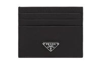 PRADA Leather Card Holder Women's Black