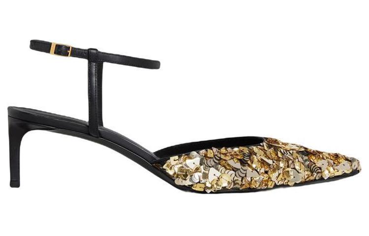 CELINE Kitten Slim Heel Stylish Sandal Women's Gold