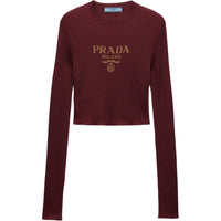 PRADA Intarsia knitted Logo Top