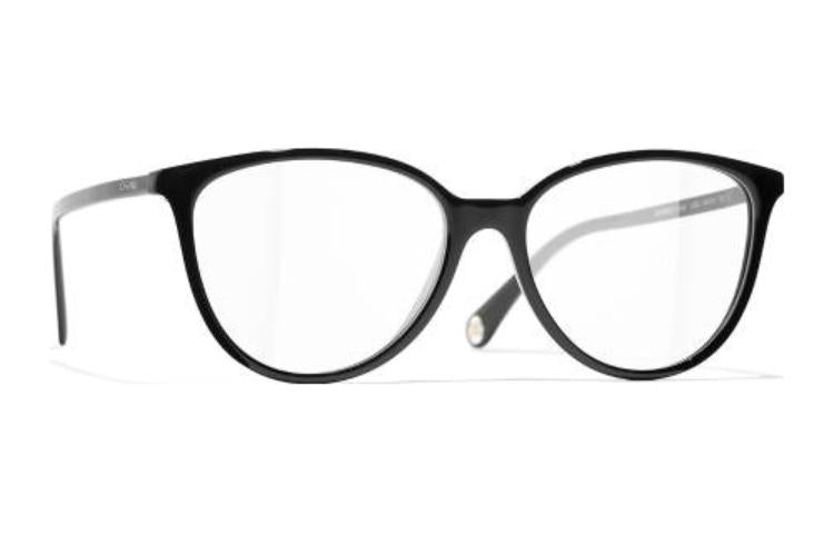CHANEL Acetate Butterfly Eyeglass Frames Women's Black