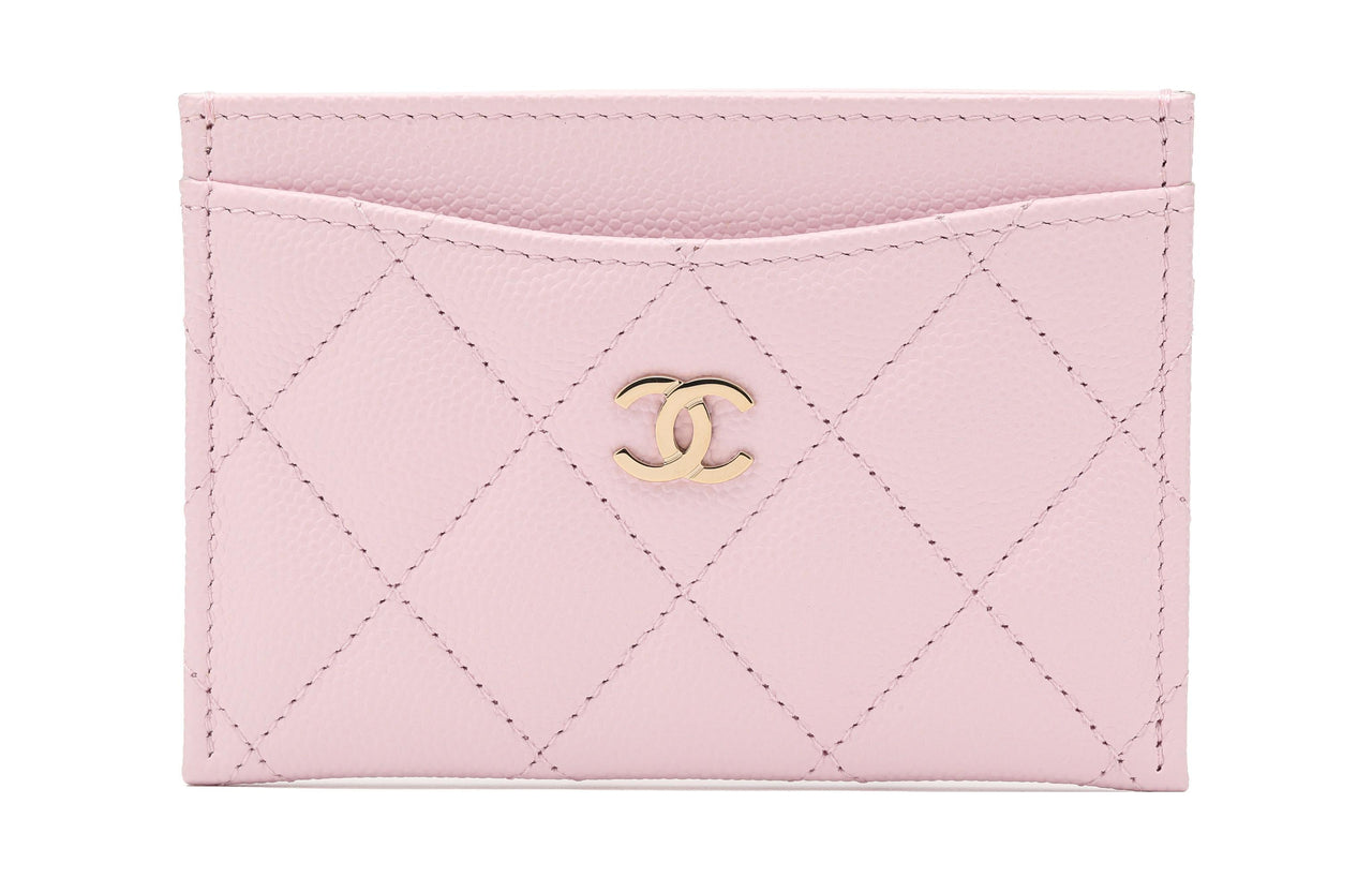 CHANEL Cow Leather Coin Purse, Card Holder Women's Pink