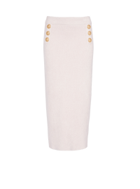 Balmain Women's Hw 6 Btn Ribbed Velvet Midi Skirt