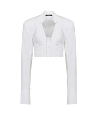Balmain Women's Lingerie Cut Popeline Cropped Shirt