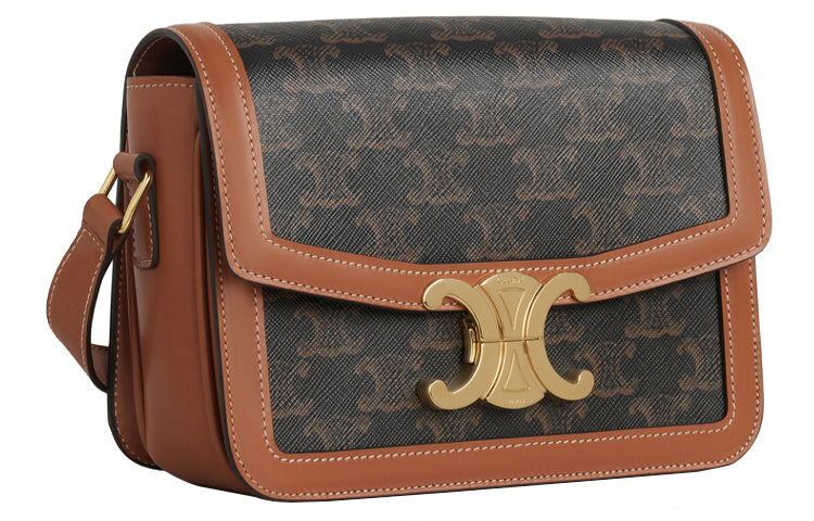 CELINE Triomphe Canvas With Leather Shoulder Bag, Handbag, Shoulder Bag, Crossbody Bag Trumpets Unisex