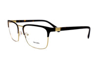 PRADA Alloy Square Optical Glasses Unisex Black Gold