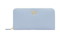 PRADA Saffiano Leather Wallet Women's Light Blue