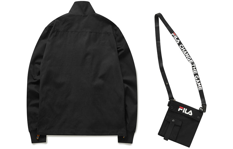 FILA FUSION Sports Functional Multiple Pockets Cargo Stand Collar Woven Jacket Black T11M013703F-BK