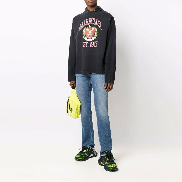Balenciaga Est. 1917 College Logo Print Hoodie 'Black' 674685TLV891076