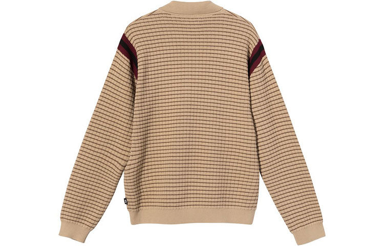 Stussy Stripe Knit Zipper Jacket Unisex Brown STUSSY-SS21-17